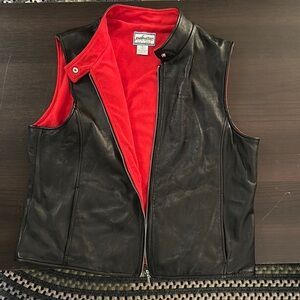 Pendleton Originals Leather Vest Womens L with Red Fleece Lining